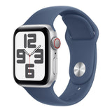 Apple Watch SE GPS + Cellular 44mm Silver Aluminium Case with Denim Sport Band S/M MXGP3QA/A