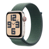 Apple Watch SE GPS + Cellular 44mm Starlight Aluminium Case with Lake Green Sport Loop MXGV3QA/A