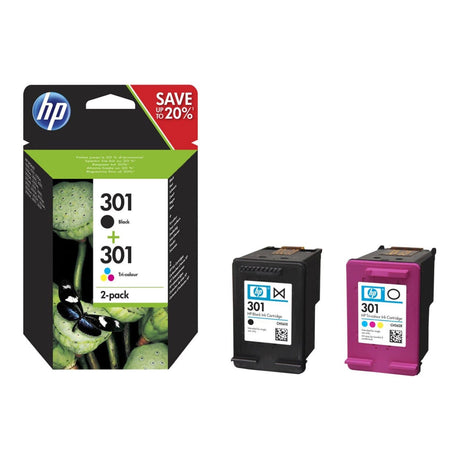 HP 301 Tri-Colour and Black Printer Ink Cartridges Original N9J72AE Multi-pack