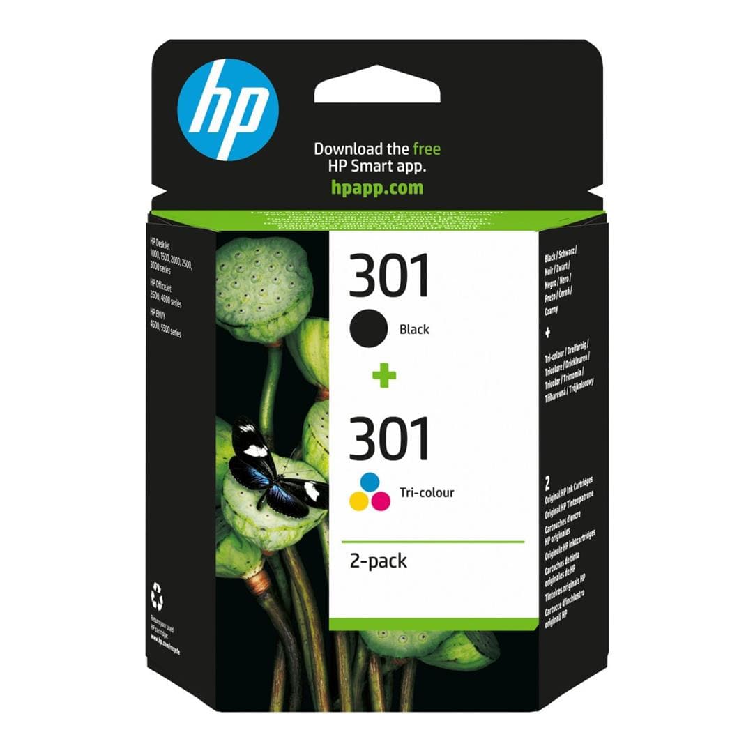 HP 301 Tri-Colour and Black Printer Ink Cartridges Original N9J72AE Multi-pack