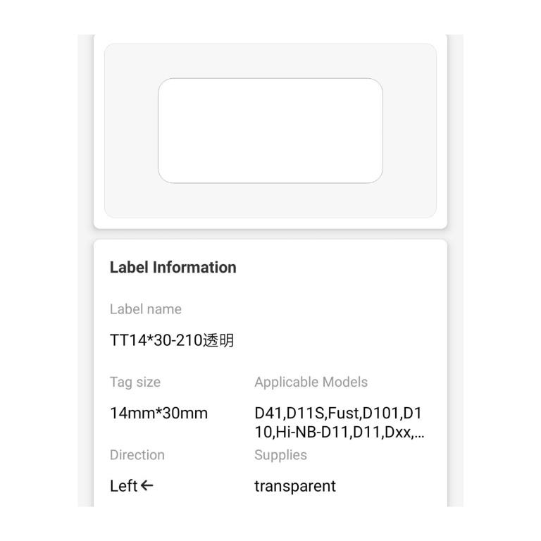 Niimbot NB108 14 x 30mm Transparent Thermal Labels - 210 per Roll ...