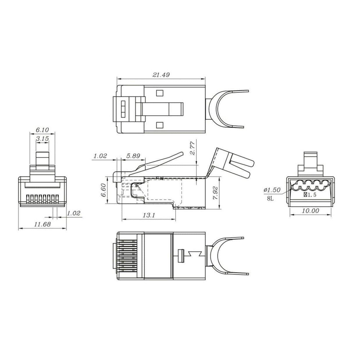 LinkQnet CAT6A STP Easy Pass Plug And Transparent Strain-Relief Boot NET-CAT6A-BOOTCRIMP