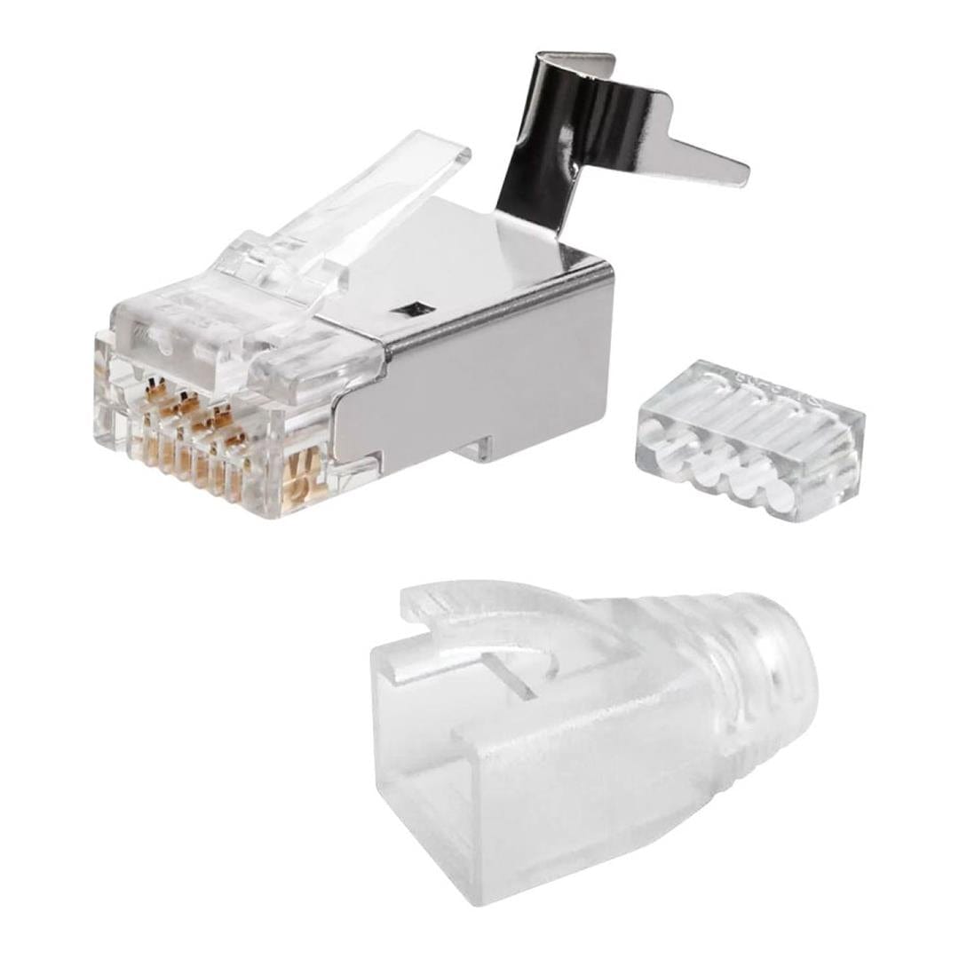 LinkQnet CAT6A STP Easy Pass Plug And Transparent Strain-Relief Boot NET-CAT6A-BOOTCRIMP