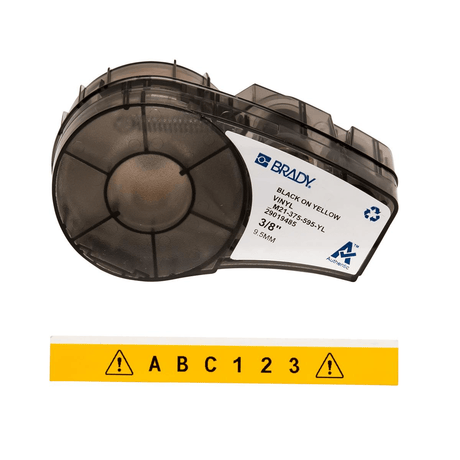 Brady M21 Black on Yellow Vinyl Label Tape NET-M21-375-595-YL