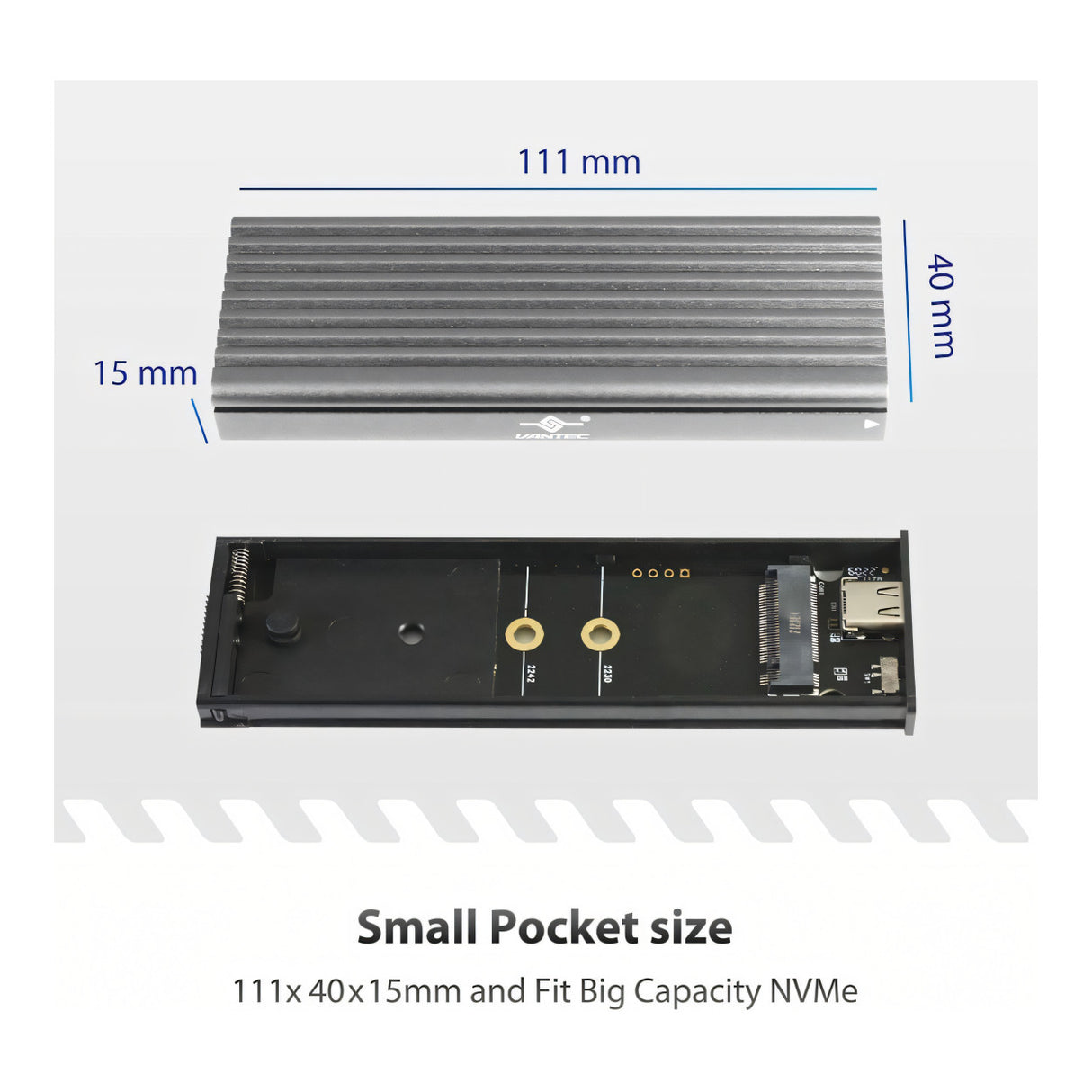 Vantec M.2 NVMe SSD to USB-C 3.2 Gen 2x1 Enclosure NST-205C3-SG