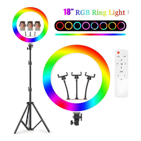 Nesty 18-inch Multipurpose Electric Powered RGB LED Selfie Ring NTNRL88
