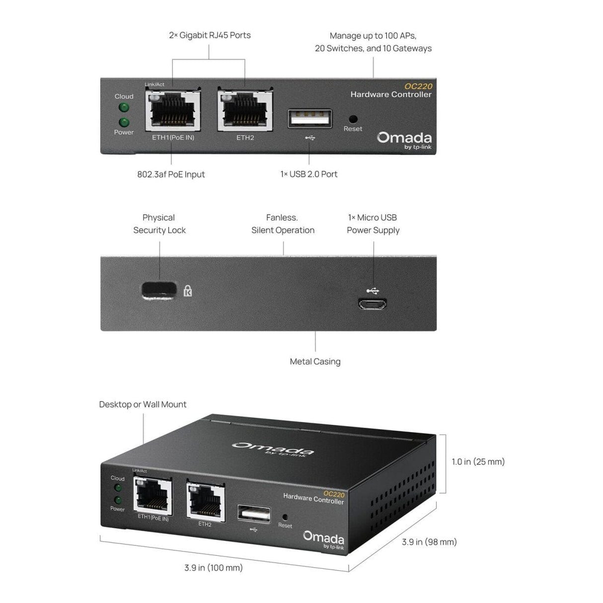 TP-Link Omada OC220 2x GE Hardware Controller
