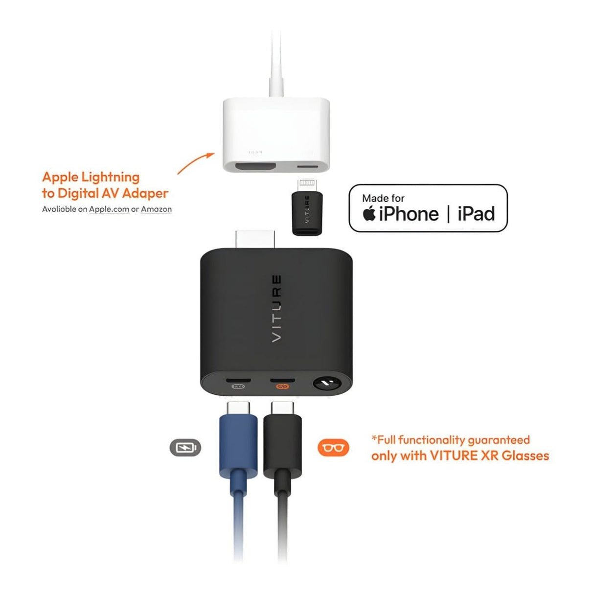 VITURE HDMI Adapter for Lightning iPhones Black One-iPAdLmAd-Blk