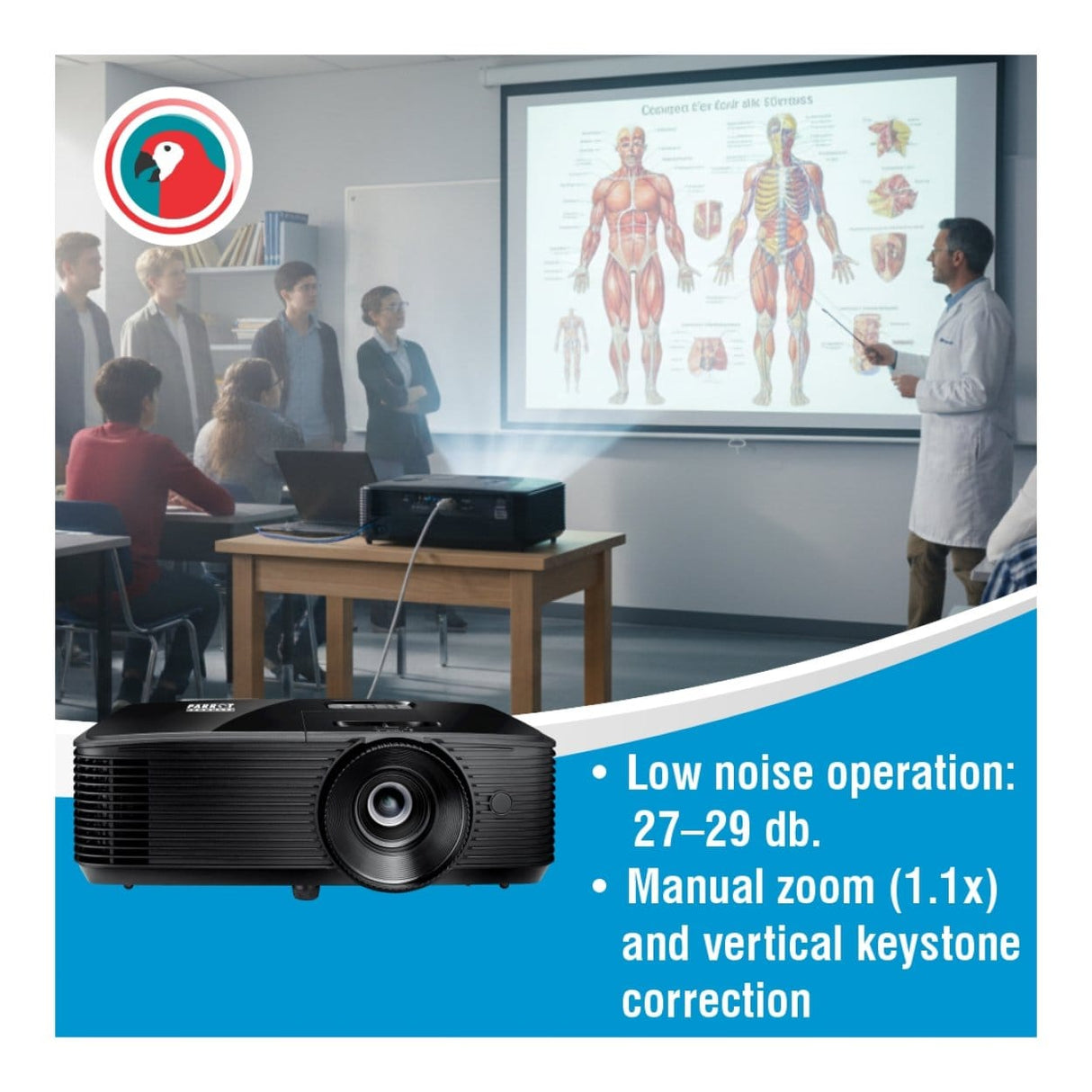 Parrot DLP SVGA 4000 ANSI Lumens Long Throw Projector OPS336