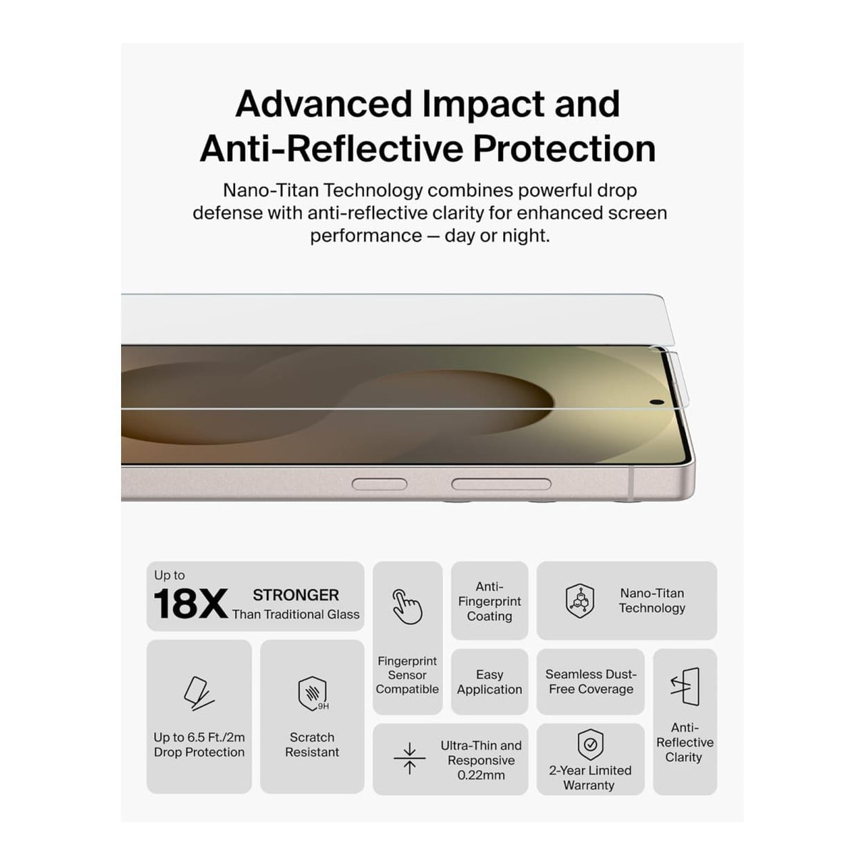 Belkin ScreenForce Titan SmartShield Anti-Reflective Screen Protector for Samsung Galaxy S26 Ultra OVB074HQ