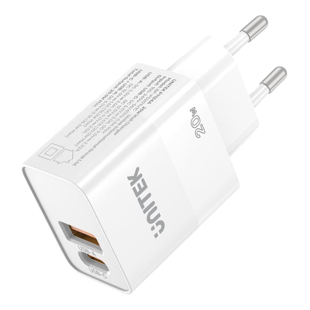 Unitek 20W Dual Wall Charger White P1124AW01-EU
