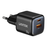 Unitek Zeno 20W 2-Port GaN Wall Charger USB-C/USB-A Black P1128ABK01-UK
