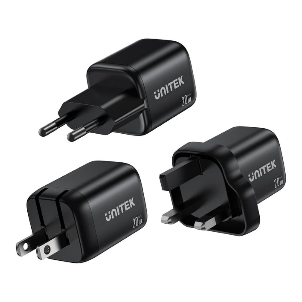 Unitek Zeno 20W 2-Port GaN Wall Charger USB-C/USB-A Black P1128ABK01-UK
