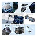 Unitek Zeno 45W 2-port GaN Wall Charger P1129ABK