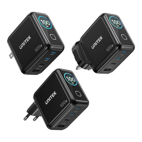 Unitek Rexo 100W 4-port GaN Charger with Smart Display P1131ABK-EU