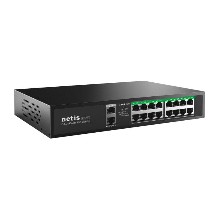 Netis P116GC 16-port GbE PoE Switch with 2x GbE Uplink ports