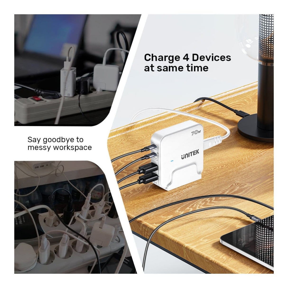Unitek 70W Desktop GaN Charging Station P1228ABK01-UK