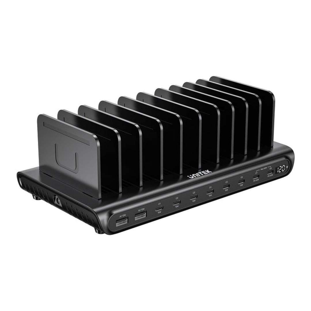 Unitek uCharge 120W 10-Port USB-C/A Smart Charging Station Black P1230EBK01-US