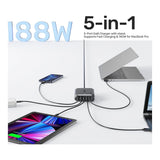 Unitek 188W 5-port PD3.1 Desktop GaN Charging Station P1234AGY01-UK