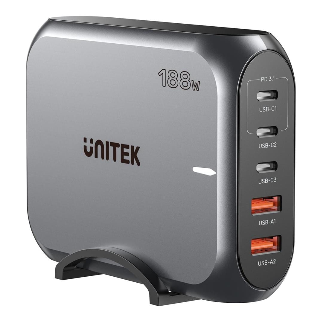 Unitek 188W 5-port PD3.1 Desktop GaN Charging Station P1234AGY01-UK
