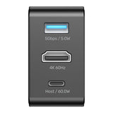 Unitek Travel Tri Pro 65W 3-in-1 GaN Charger Hub Black P1242ABK01