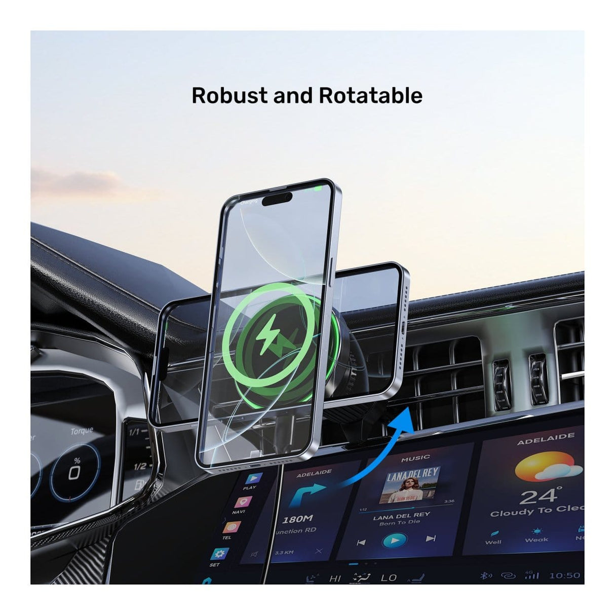 Unitek Qi2 15W Magnetic Wireless Car Charger Black P1404ABK01
