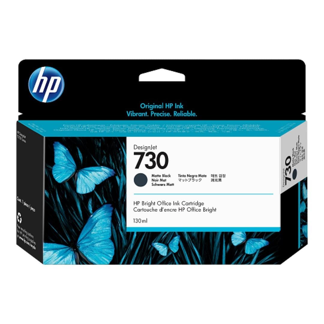 HP 730 DesignJet Matte Black Standard Yield Ink Cartridge Original P2V65A Single-pack
