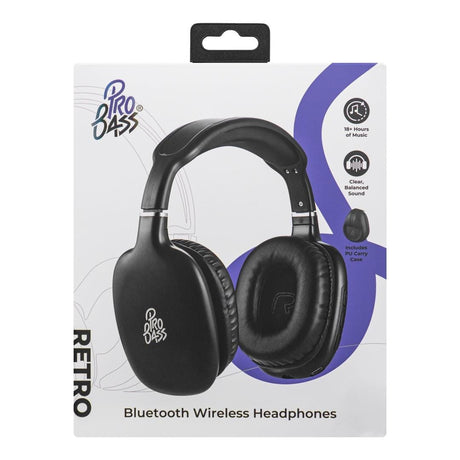 Pro Bass Retro Wireless Headphone Black PB-2014-BK