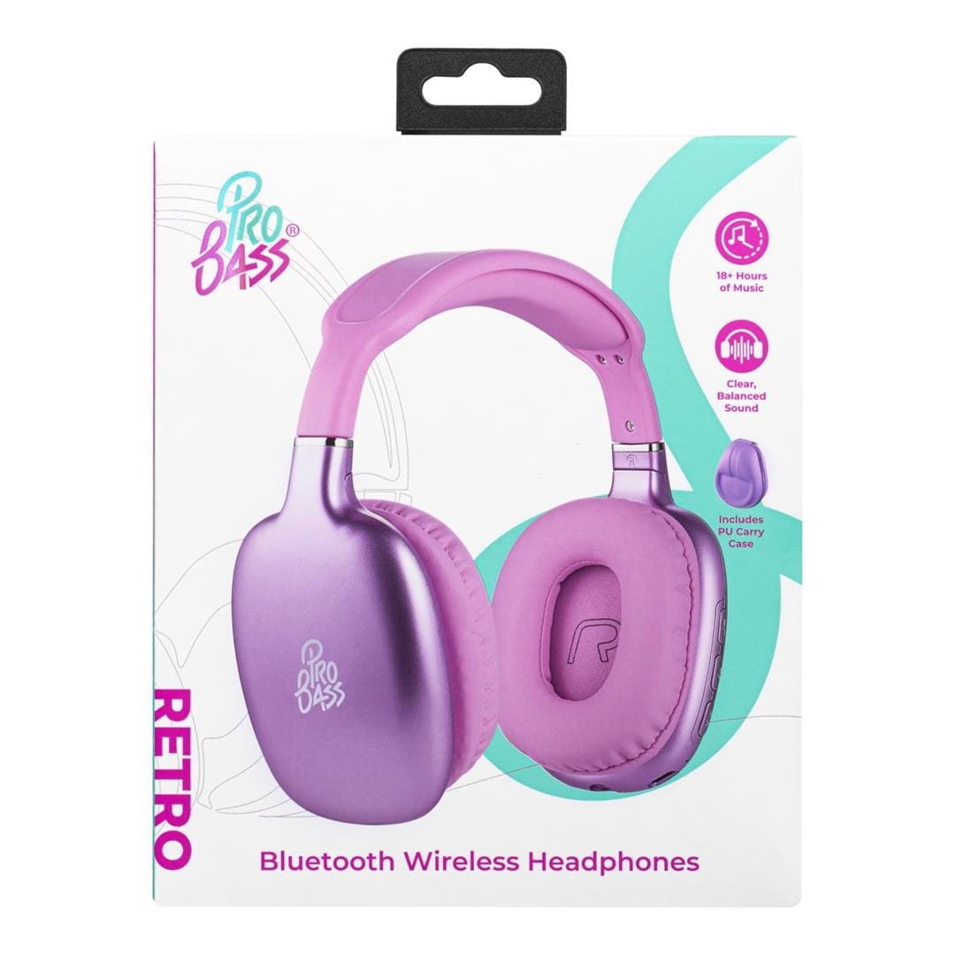 Pro Bass Retro Wireless Headphone Pink PB-2014-PK