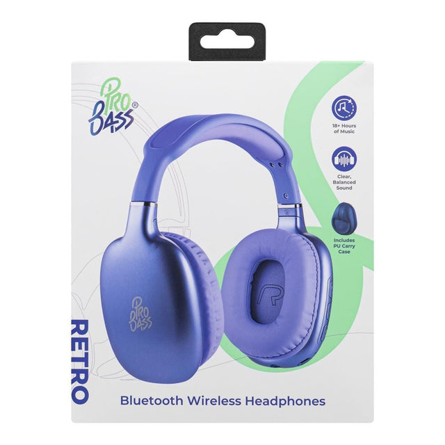 Pro Bass Retro Wireless Headphone Purple PB-2014-PR