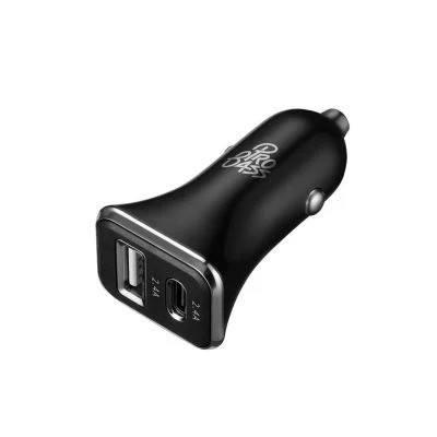 Pro Bass On the Go Dual USB and Type-C 12W Car Charger PB-PDQ008-BK