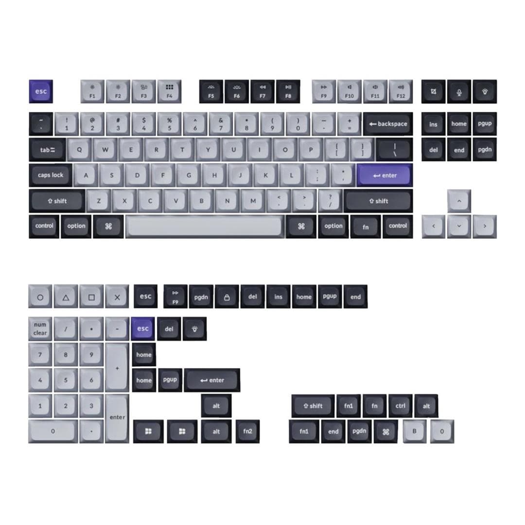 Keychron Double Shot KSA PBT Keycap Set Dark Grey and White Smoke PBT-46