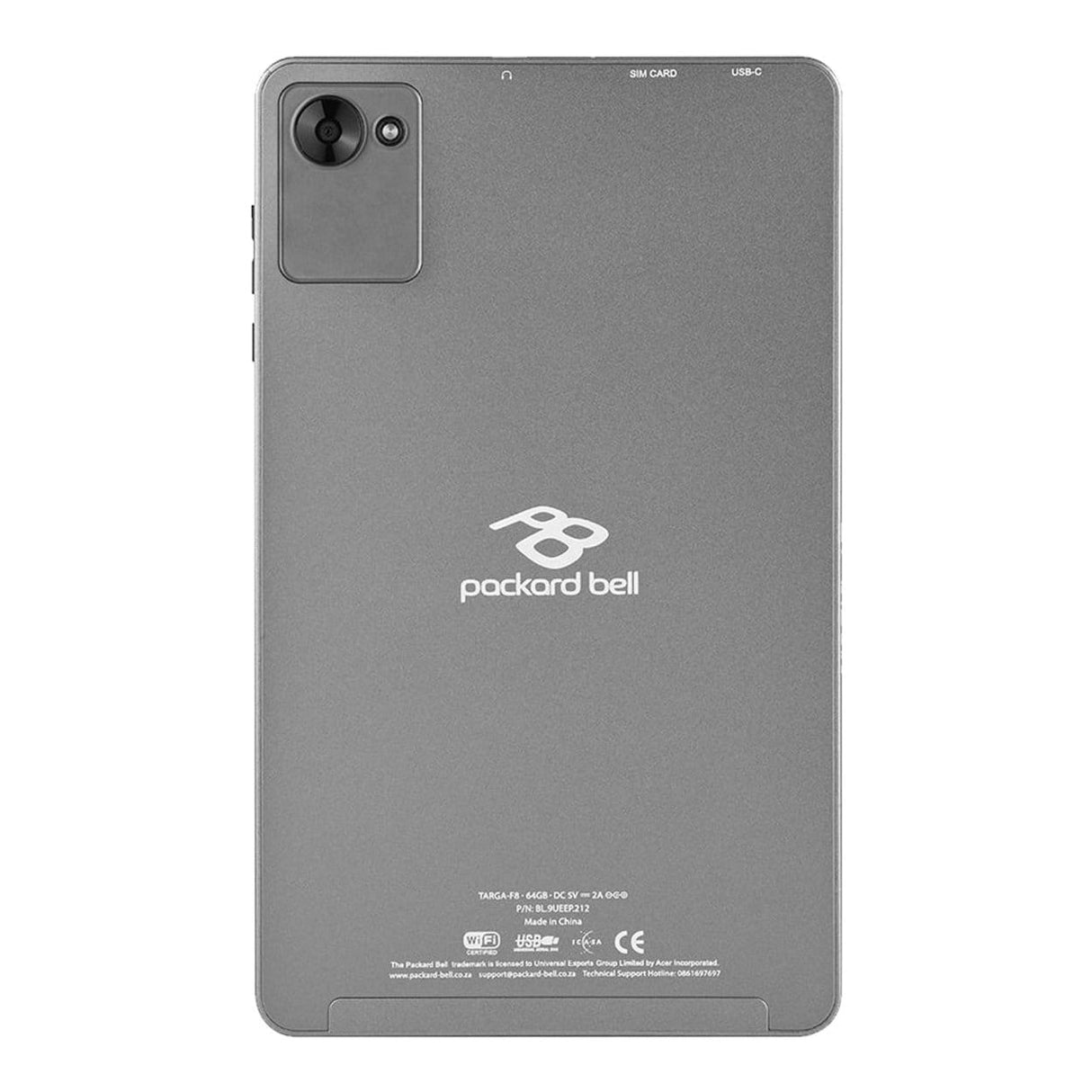 Packard Bell Targa F8 8-inch HD Tablet - Unisoc T606 64GB ROM 4GB RAM LTE Android 15 Space Grey