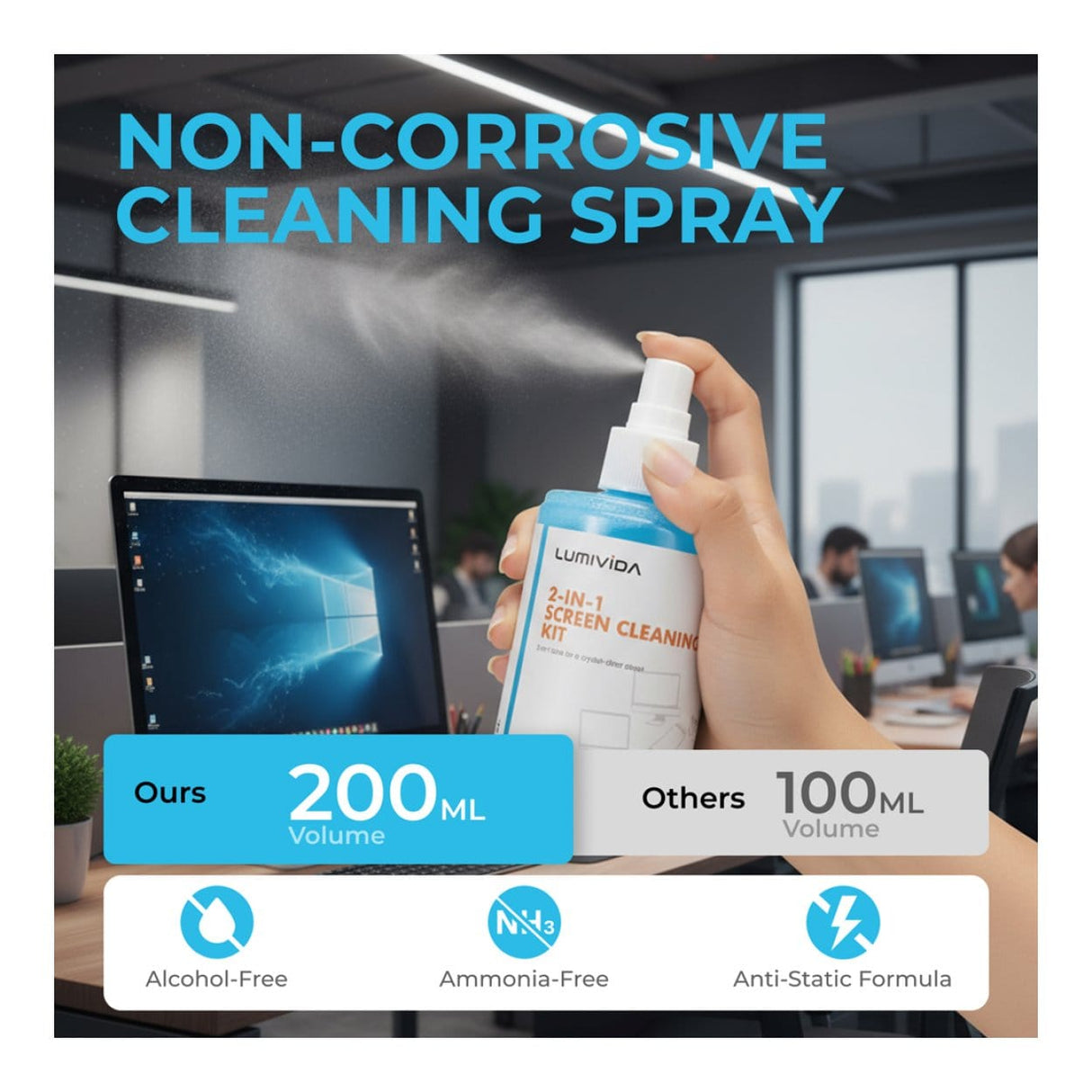 LinkQnet 2-in-1 Screen Cleaner Kit PC-CLEAN-SC-3LV