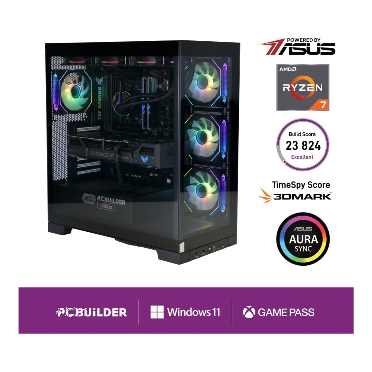 PCBuilder ARCHON Gaming Desktop PC – AMD Ryzen 7 7800X3D 1TB SSD 32GB RAM GeForce RTX 5070 Ti Win 11 Home
