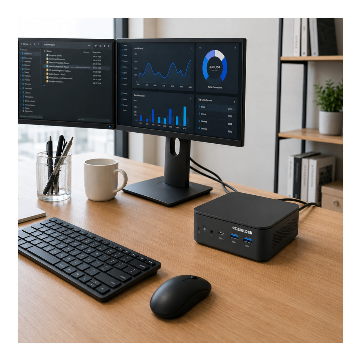 PCBuilder CUBE Mini PC - Intel Core 3 100U 512GB SSD 16GB RAM Win 11 Pro