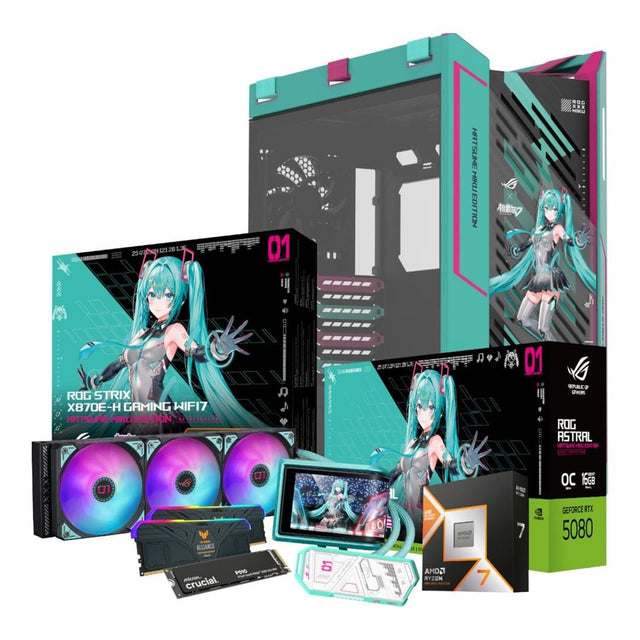 PCBuilder ASUS X MIKU Gaming Desktop PC - AMD Ryzen 7 9800X3D 2TB SSD 32GB RAM RTX 5080 Win 11 Home
