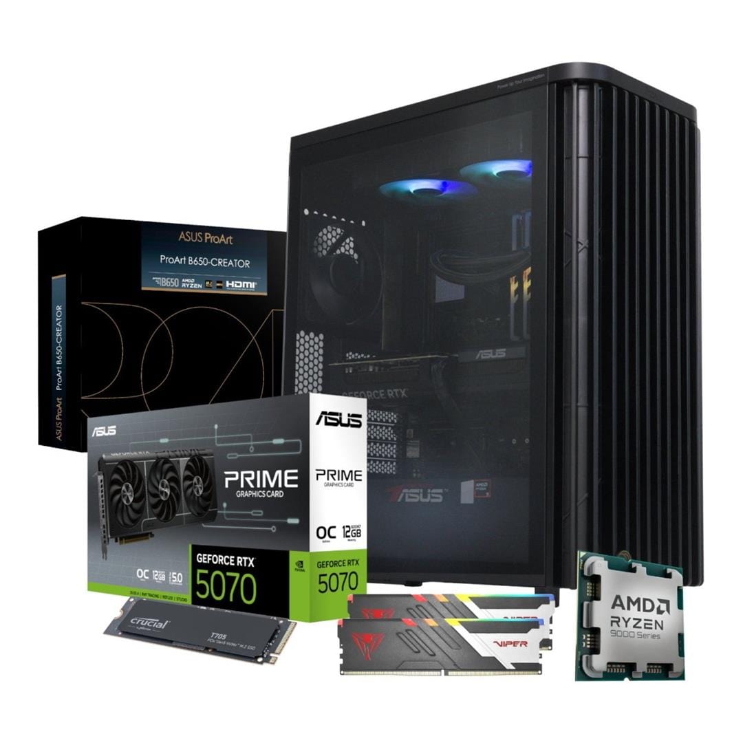PCBuilder MICHELANGELO Creator Workstation PC - AMD Ryzen 9 9900X 1TB SSD 32GB RAM RTX 5070 Win 11 Home