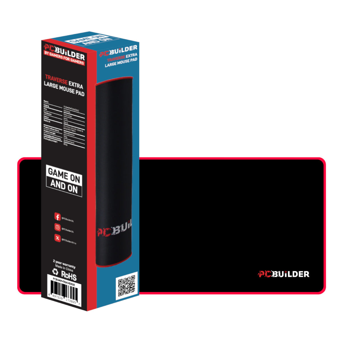 PCBuilder Traverse Mouse Pad Black - Large PCB-MP-TRAVERSE