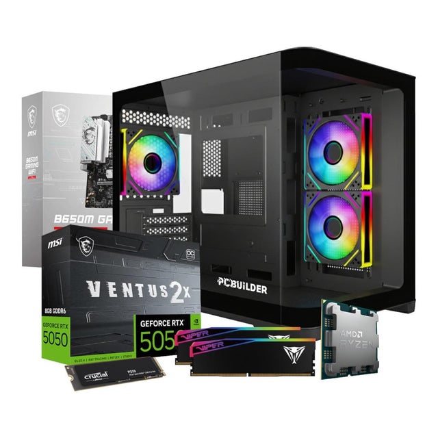 PCBuilder RECON Gaming Desktop PC - AMD Ryzen 5 8400F 1TB SSD 16GB RAM RTX 5050 Win 11 Home