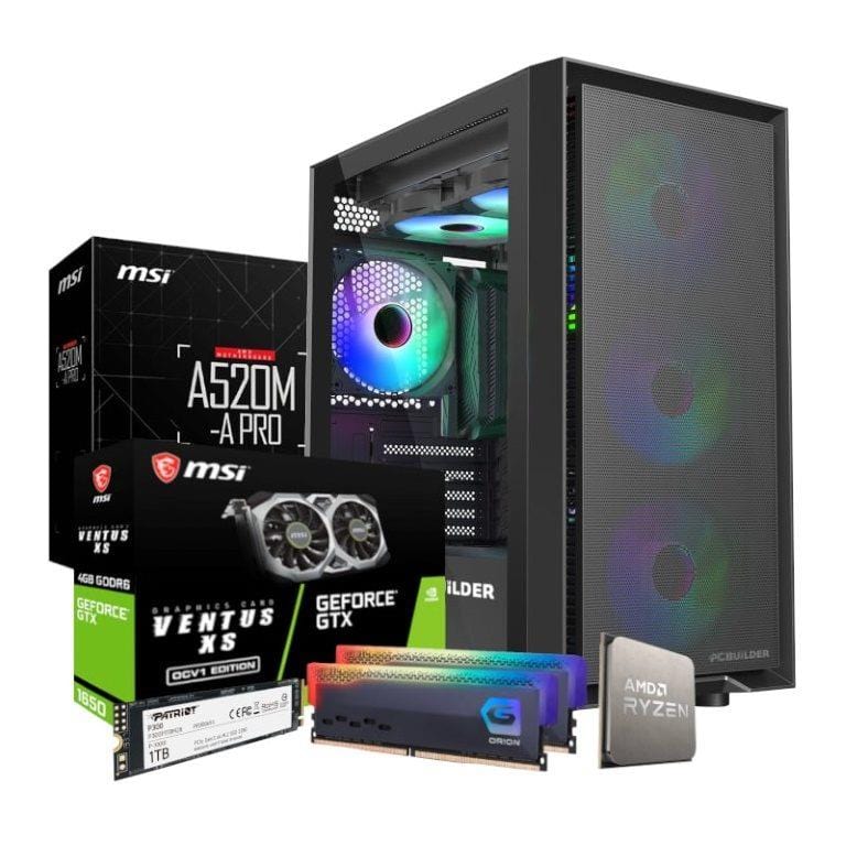 PCBuilder SCOUT Gaming Desktop PC - AMD Ryzen 5 5500 1TB SSD 16GB RAM GeForce GTX 1650 Win 11 Home