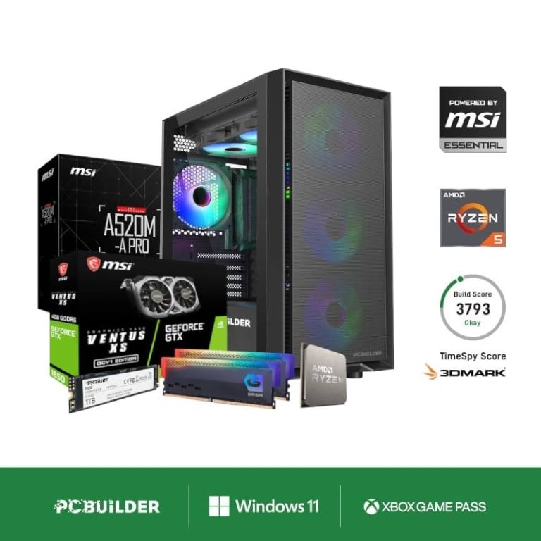 PCBuilder SCOUT Gaming Desktop PC - AMD Ryzen 5 5500 1TB SSD 16GB RAM GeForce GTX 1650 Win 11 Home