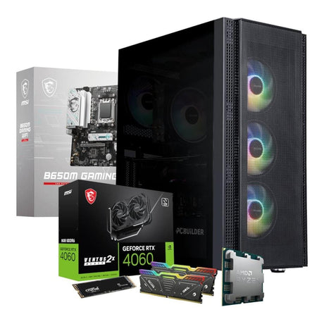 PCBuilder SPECIALIST Gaming Desktop PC - AMD Ryzen 5 7600 1TB SSD 32GB RAM RTX 4060 Win 11 Home