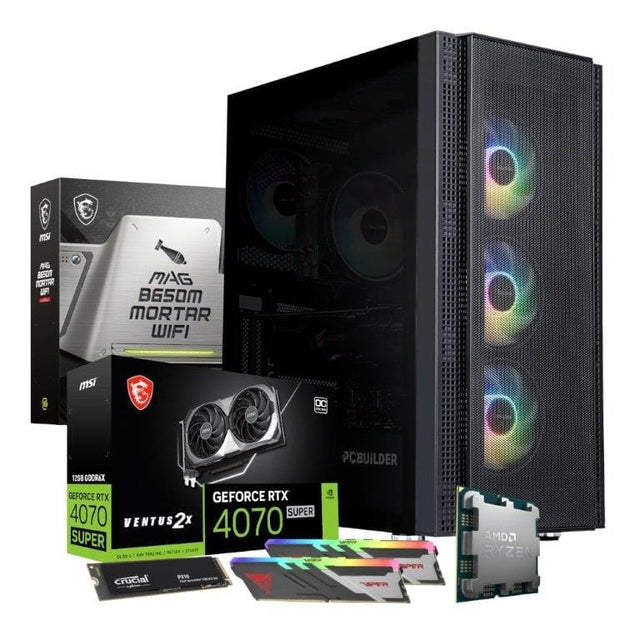 PCBuilder TACTICIAN Gaming Desktop PC - AMD Ryzen 7 7700X 2TB SSD 32GB RAM GeForce RTX 4070 Win 11 Home