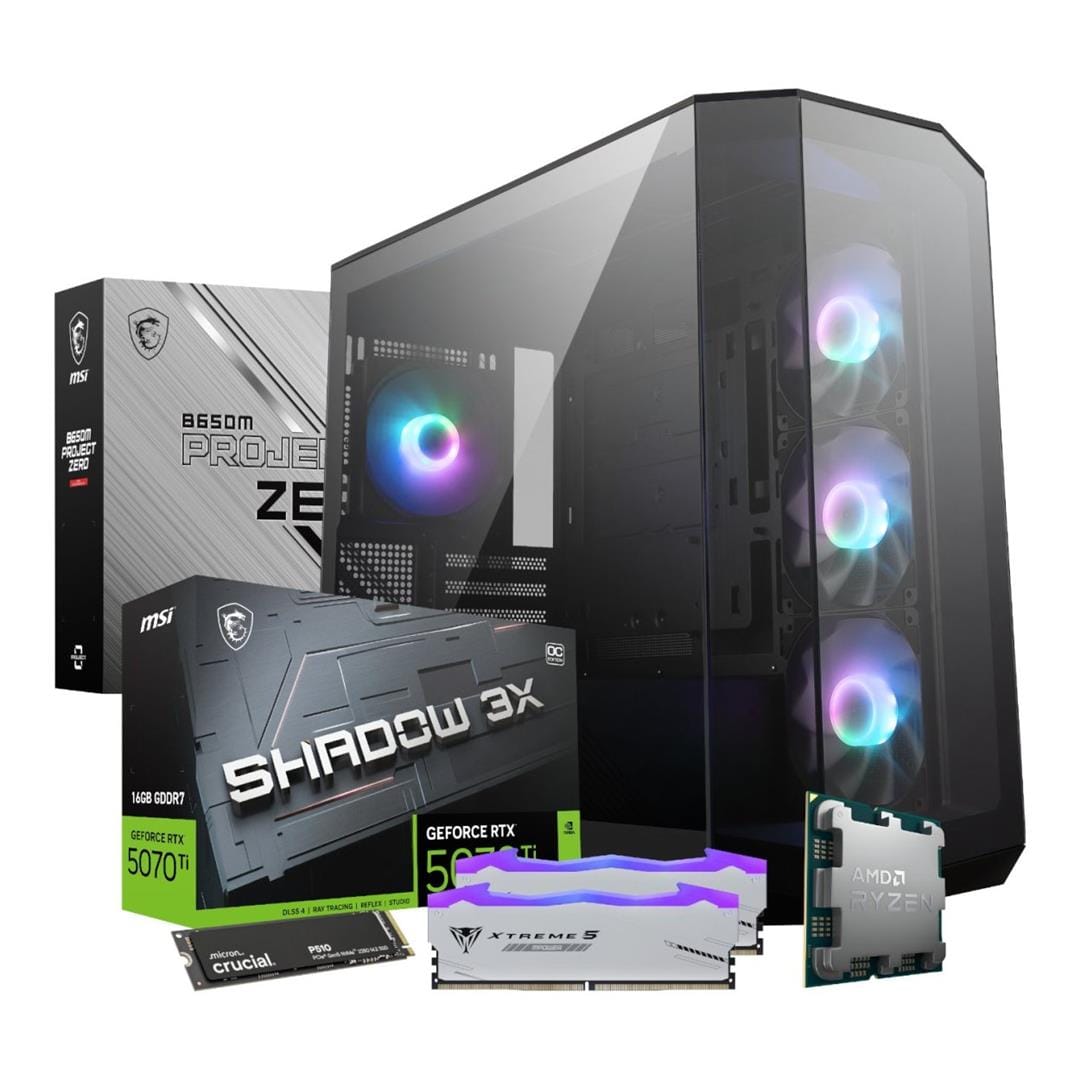 PCBuilder VALKYRIE Gaming Desktop PC - AMD Ryzen 7 9800X3D 1TB SSD 32GB RAM RTX 5070 Ti Win 11 Home