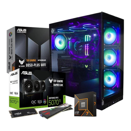 PCBuilder VALOUR Gaming PC - AMD Ryzen 7 9700X 1TB SSD 32GB RAM RTX 5070 Ti Win 11 Home