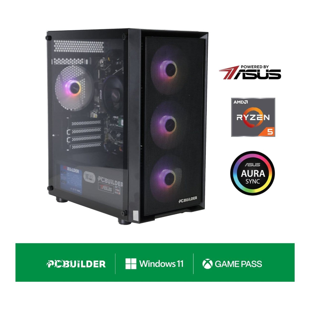 PCBuilder WARDEN Gaming Desktop AI PC - AMD Ryzen 5 8600G 480GB SSD 32GB RAM Win 11 Home
