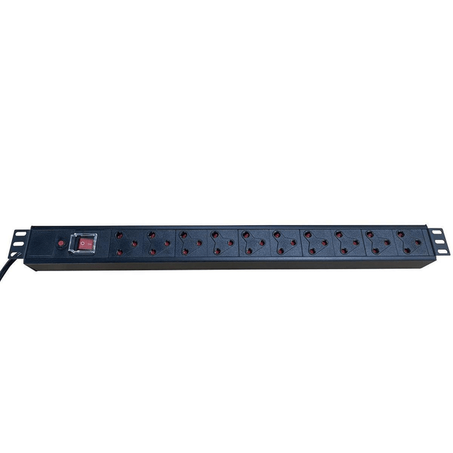 PDU 19" 1.5U 10 Way 16A South Africa Outlet With On/Off Switch PDU10-SA