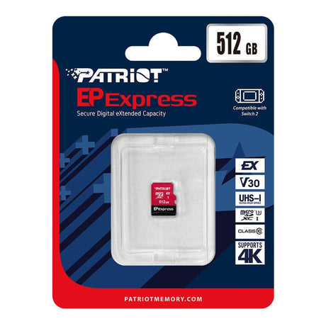 Patriot EP Series Express 512GB MicroSDXC Memory Card PEF512GEPEXMCX