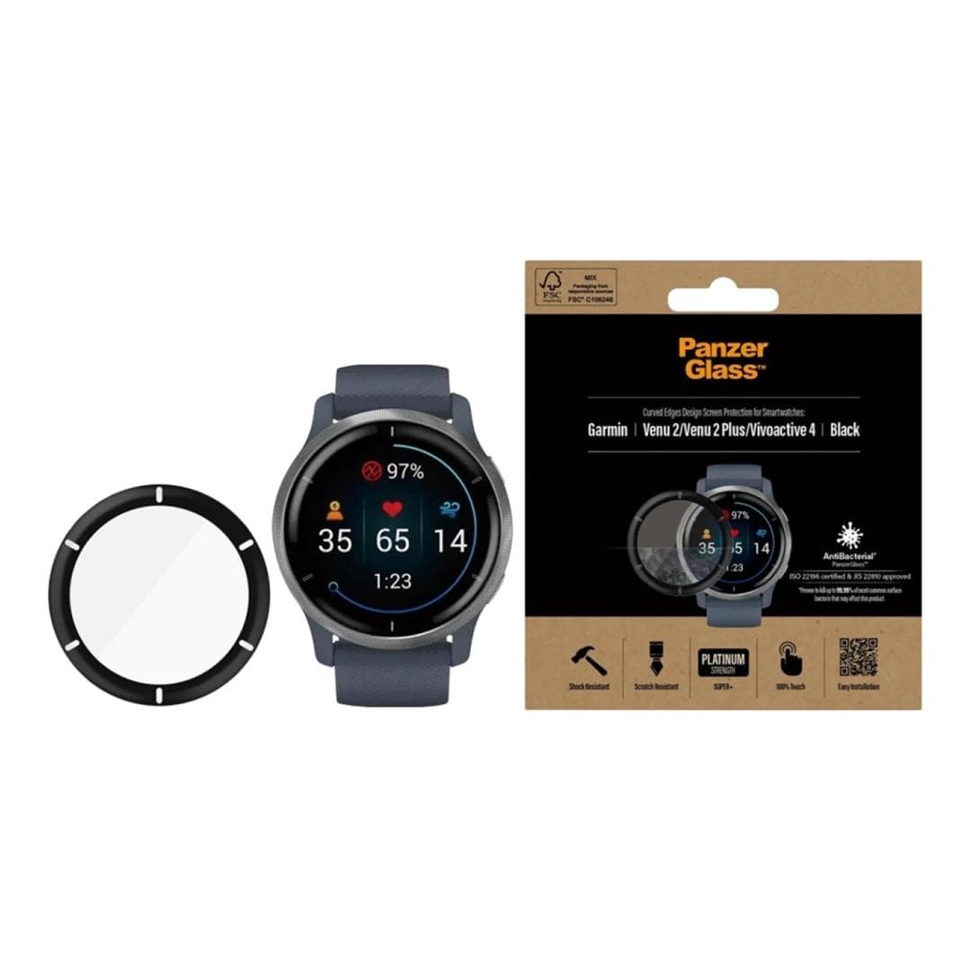 PanzerGlass Safety Glass Screen Protector for Garmin Venu2 Series Black PG_3652